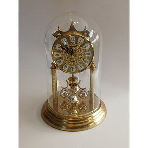 Vintage Ergo Quartz Germany Mantel Clock With Glass Dome 8'' - UNTESTED AS IS